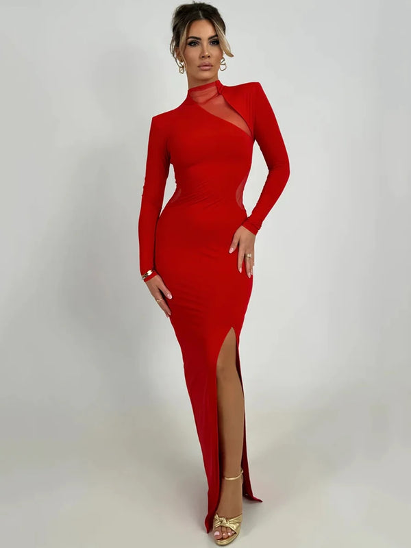 Mesh Patchwork Sexy Maxi Dress Women - 3IN SMART Shop  #