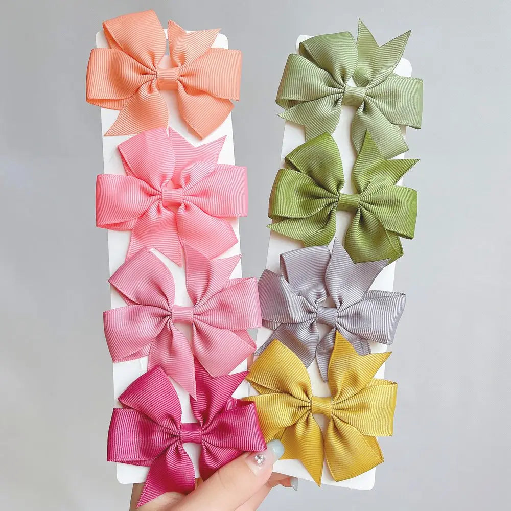 Solid Color Grosgrain Ribbon Hair Bow Clips for Girls