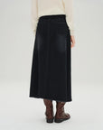 Classic Plus Size Black Denim Midi Skirt