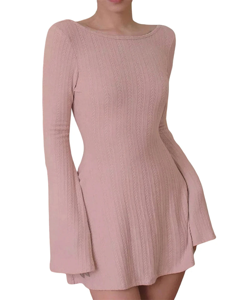 Knit Sweater Dress Casual Long Sleeve - 3IN SMART Shop  #