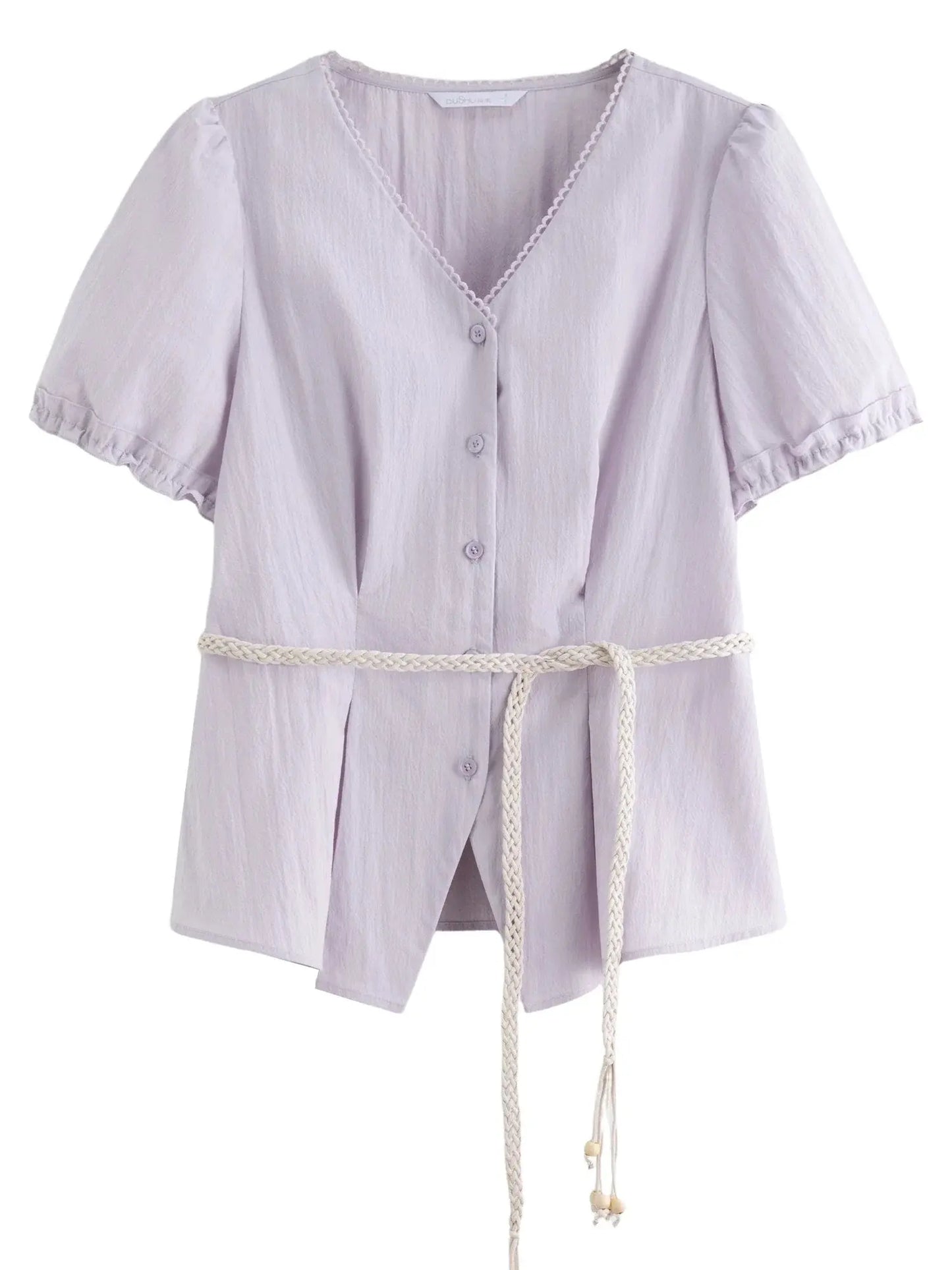 Summer V-Neck Top with Textured Pleats LORAN STORE