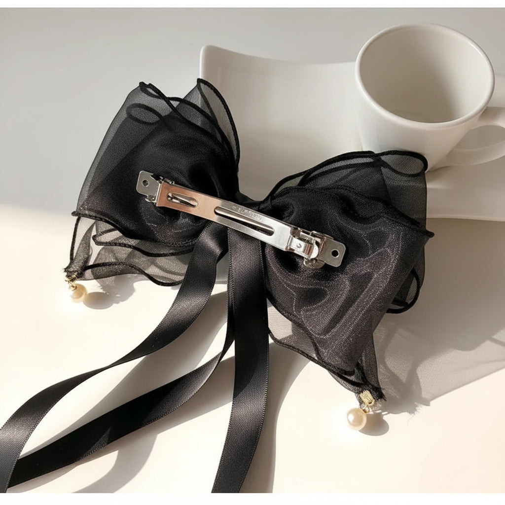 Ribbon Bowknot Hair Clip & Pearl Hairpin