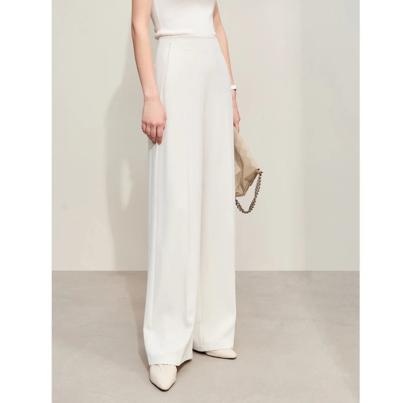 Amii Minimalism 2024 Summer New Wide-legged Pants Women Straight Basics Casual Pants Female Solid Full-length Trousers 12412006 Loran