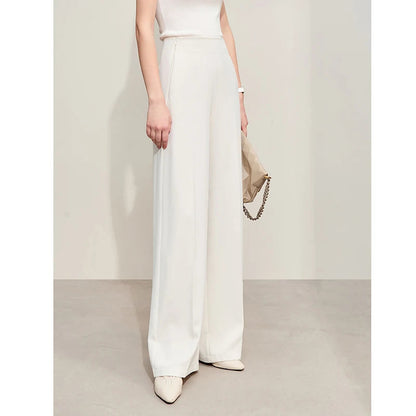 Amii Minimalism 2024 Summer New Wide-legged Pants Women Straight Basics Casual Pants Female Solid Full-length Trousers 12412006 Loran