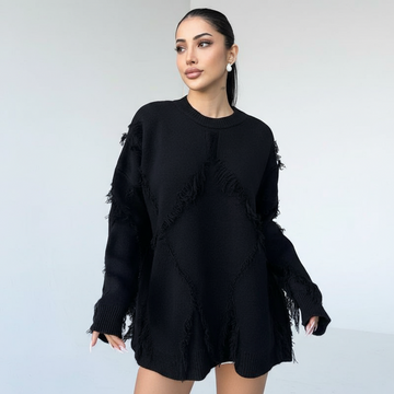 Patchwork Tassel Sweater for Women