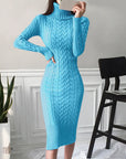 Warm Knitted Bodycon Turtleneck Dress for Autumn/Winter