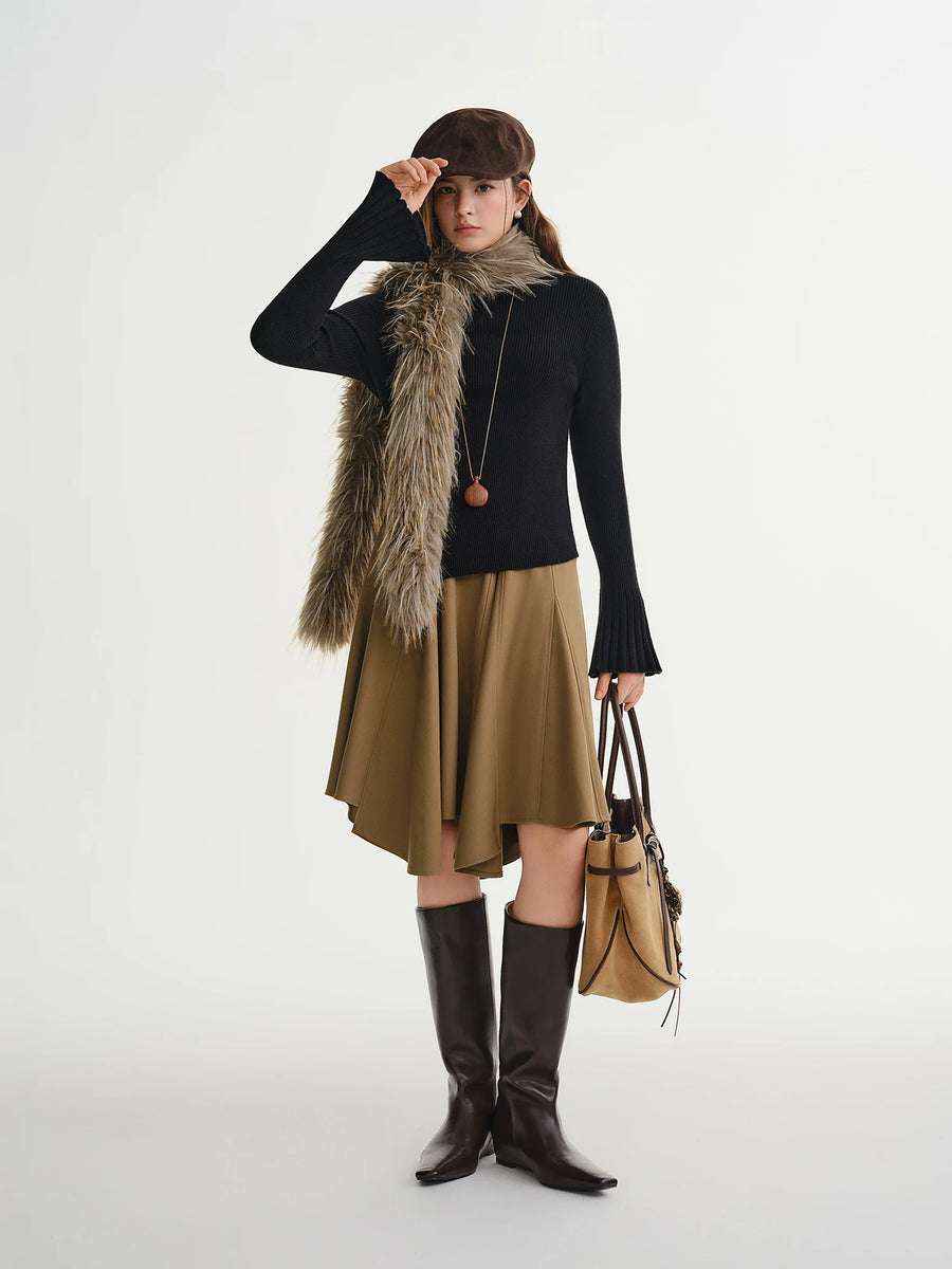 Women's Relaxed Fit Asymmetric Hem Winter Sweater