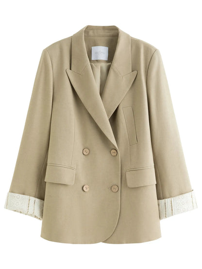 Embroidered Plus Size Blazer Dress Set - Loran