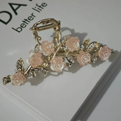 Elegant Rose Metal Hair Claw Clip for Updos
