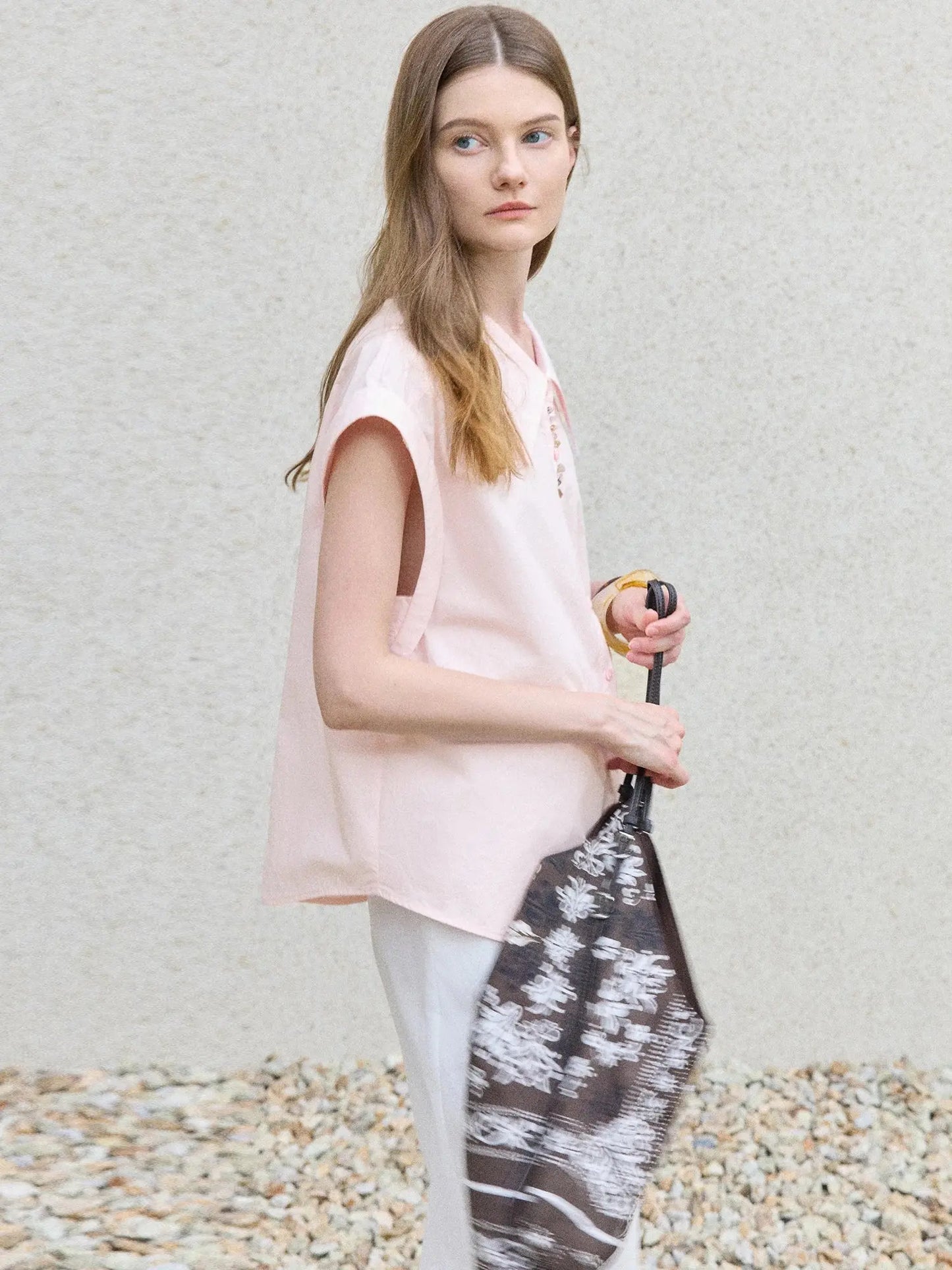 Chic French Style Pink Minimalist Temperament Shirt - Loran