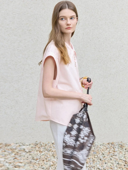 Chic French Style Pink Minimalist Temperament Shirt - Loran