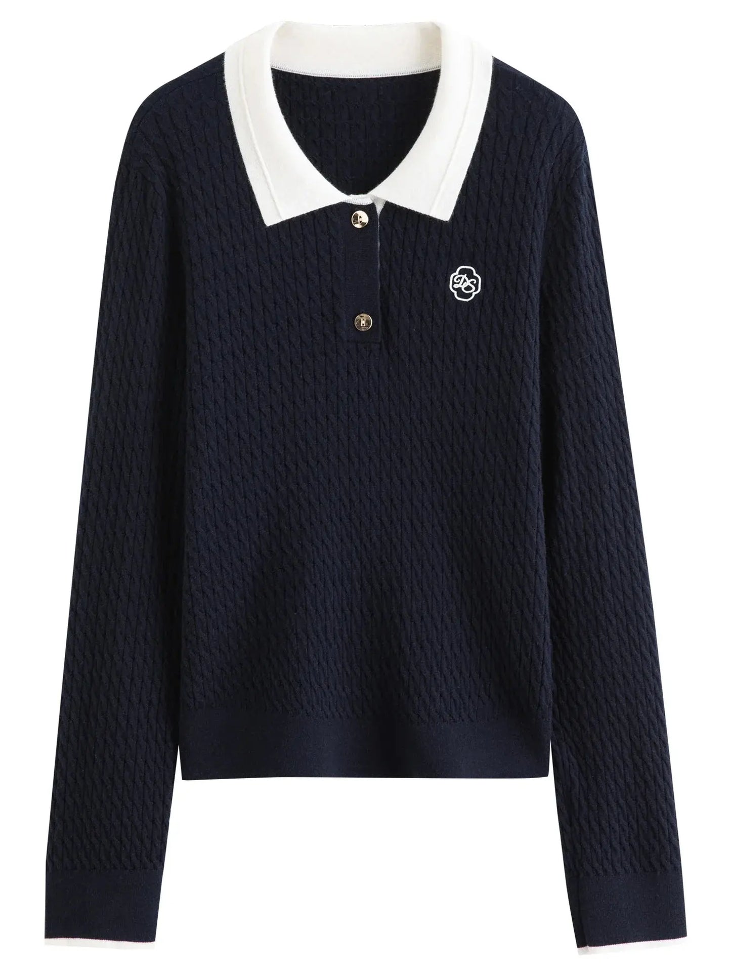 Relaxed Fit Textured Rib-Collar Knit Top - Loran