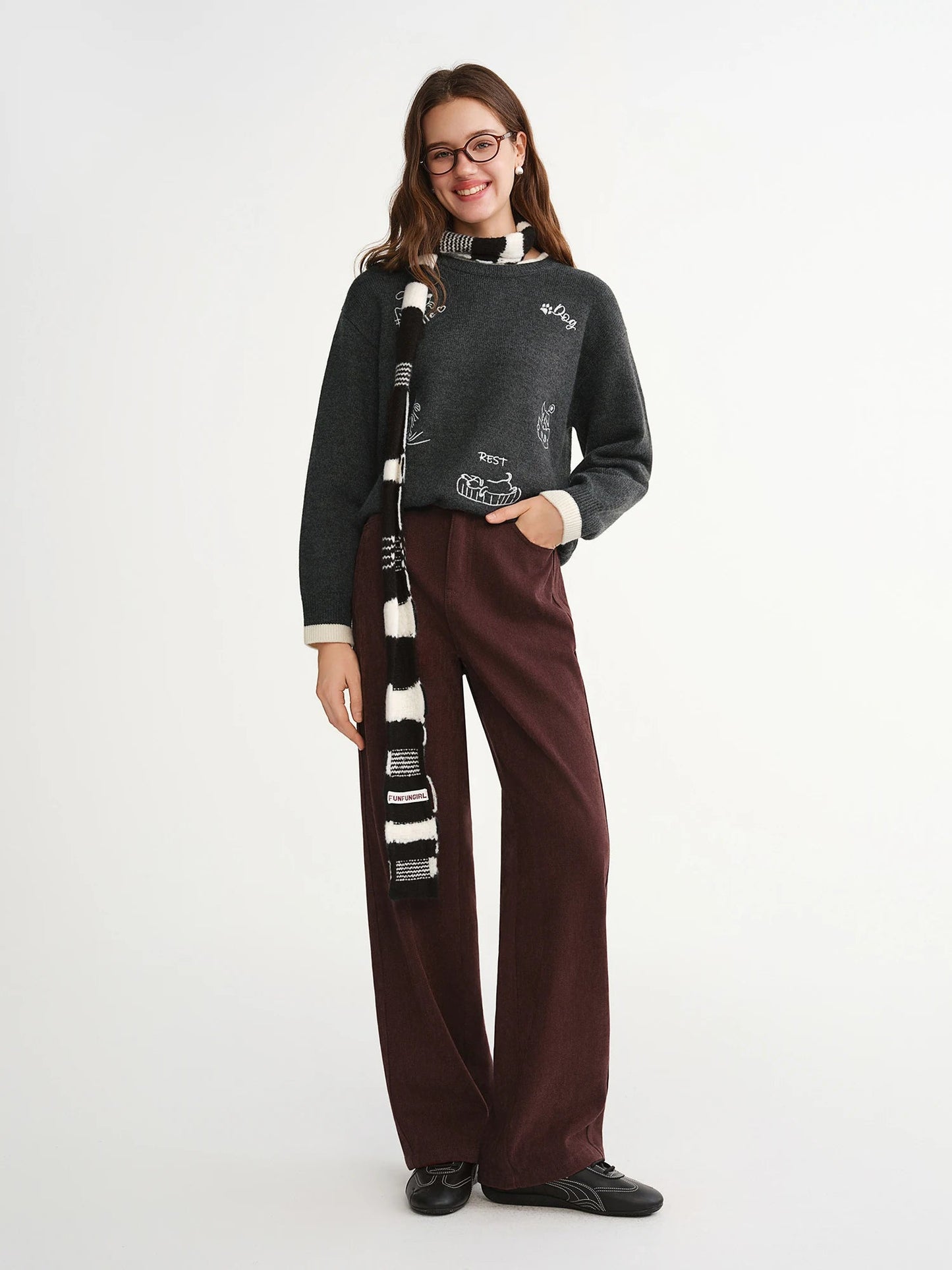 High Waist Wide Leg Pants Winter Office Trousers Loran