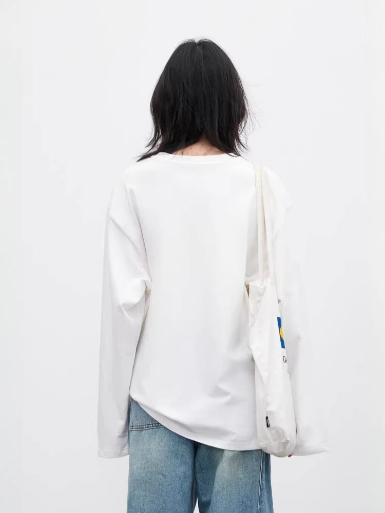 Floral & Fruit Print Long Sleeve T-Shirt Cotton Tee Loran