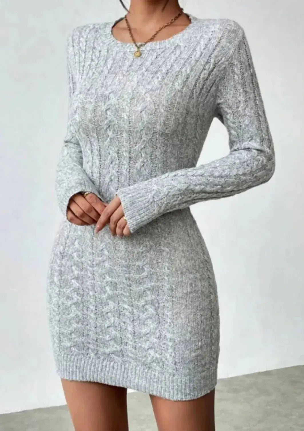 Niche Knit Crew Neck Mini Dress - Loran