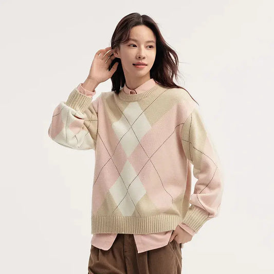 Women's Diamond Color Block Sweater LORAN STORE
