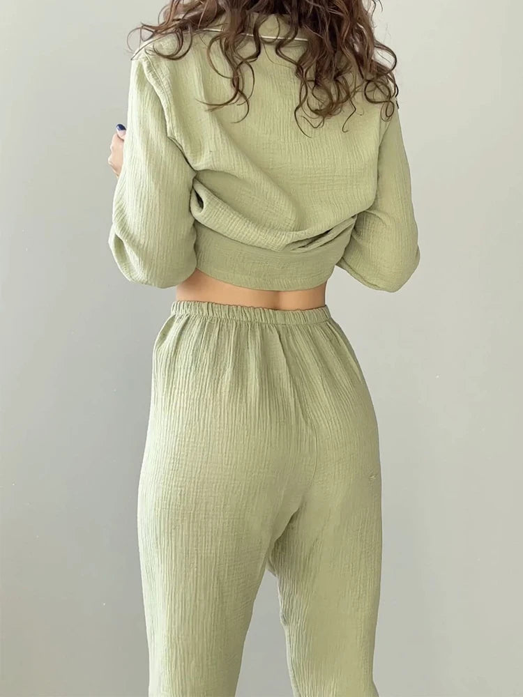 Couple's Pure Cotton Crepe Pajama Set Loran