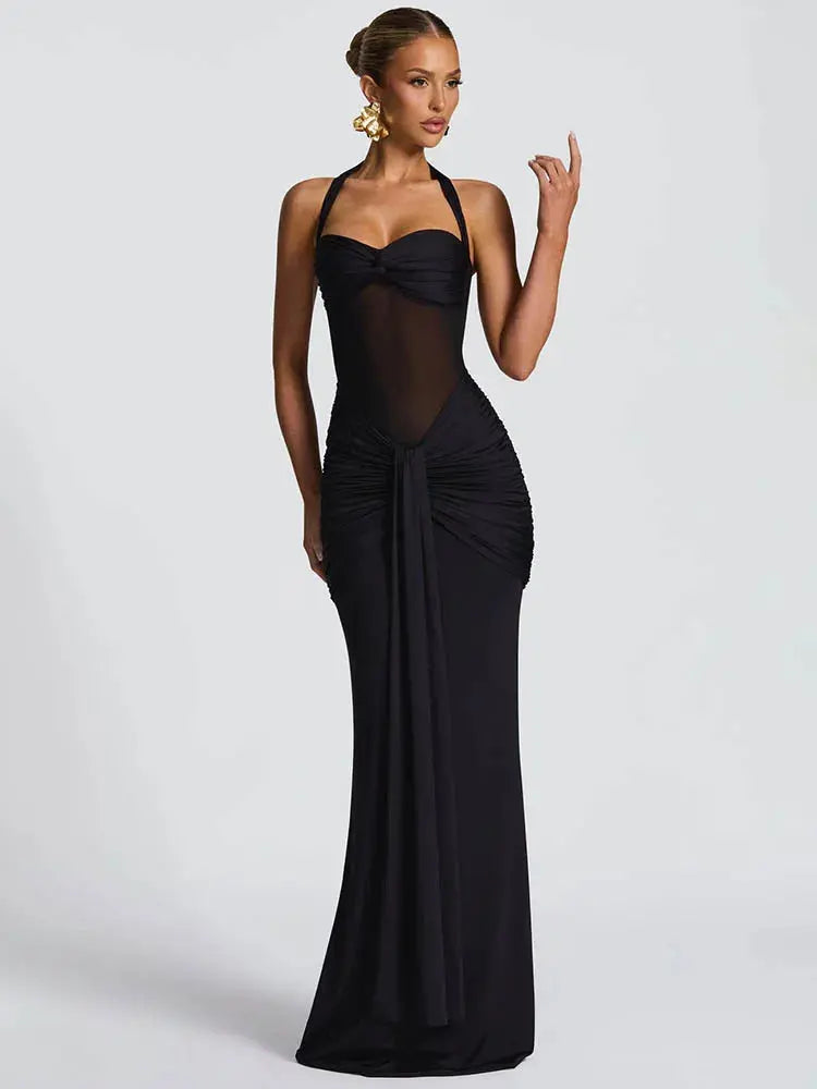 Backless Halter Maxi Dress - Loran