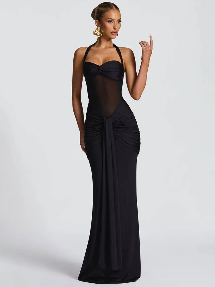 Backless Halter Maxi Dress