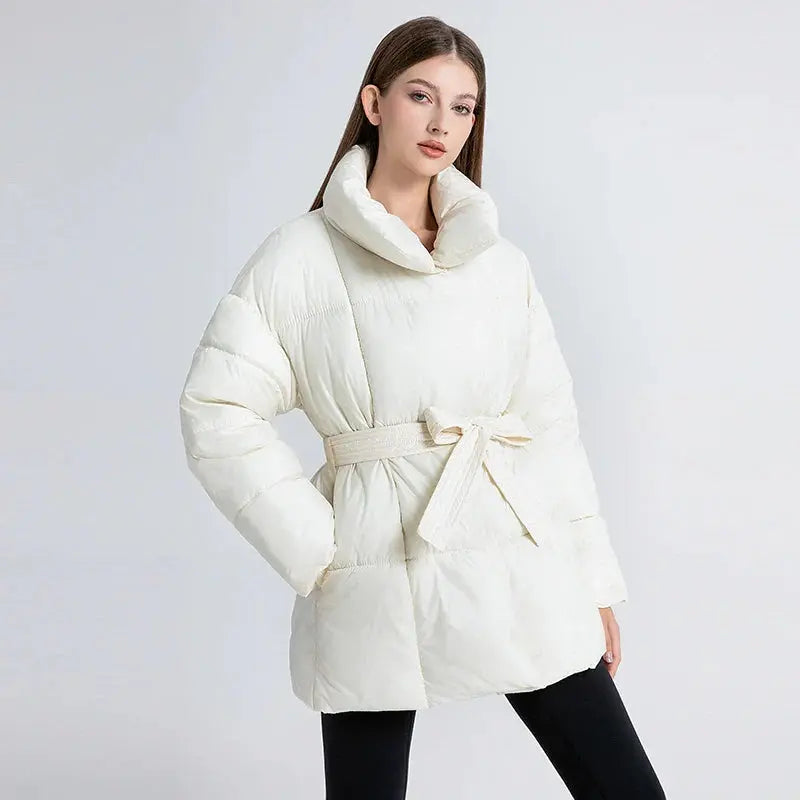 Turn-Down Collar Belted Parka - Loran