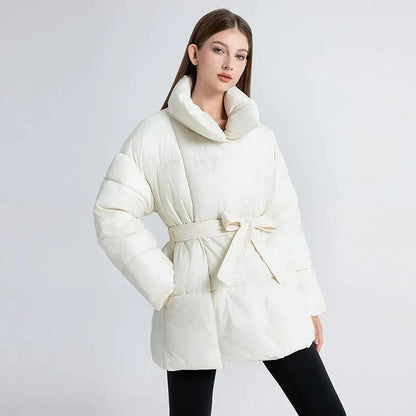 Turn-Down Collar Belted Parka - Loran