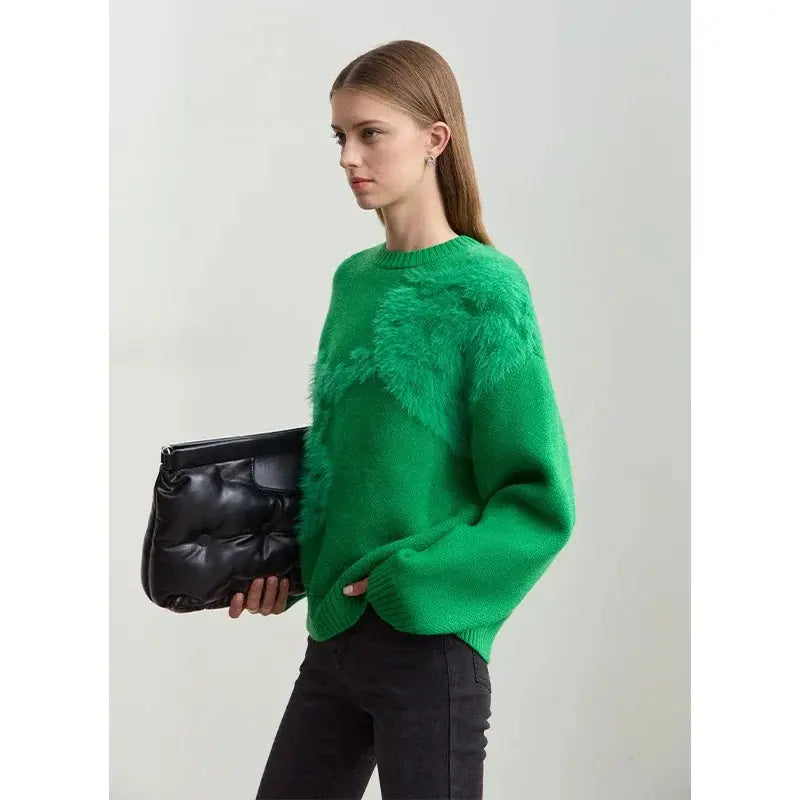 Women's Strawberry Jacquard Winter Sweater - Loran