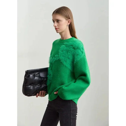 Women's Strawberry Jacquard Winter Sweater - Loran