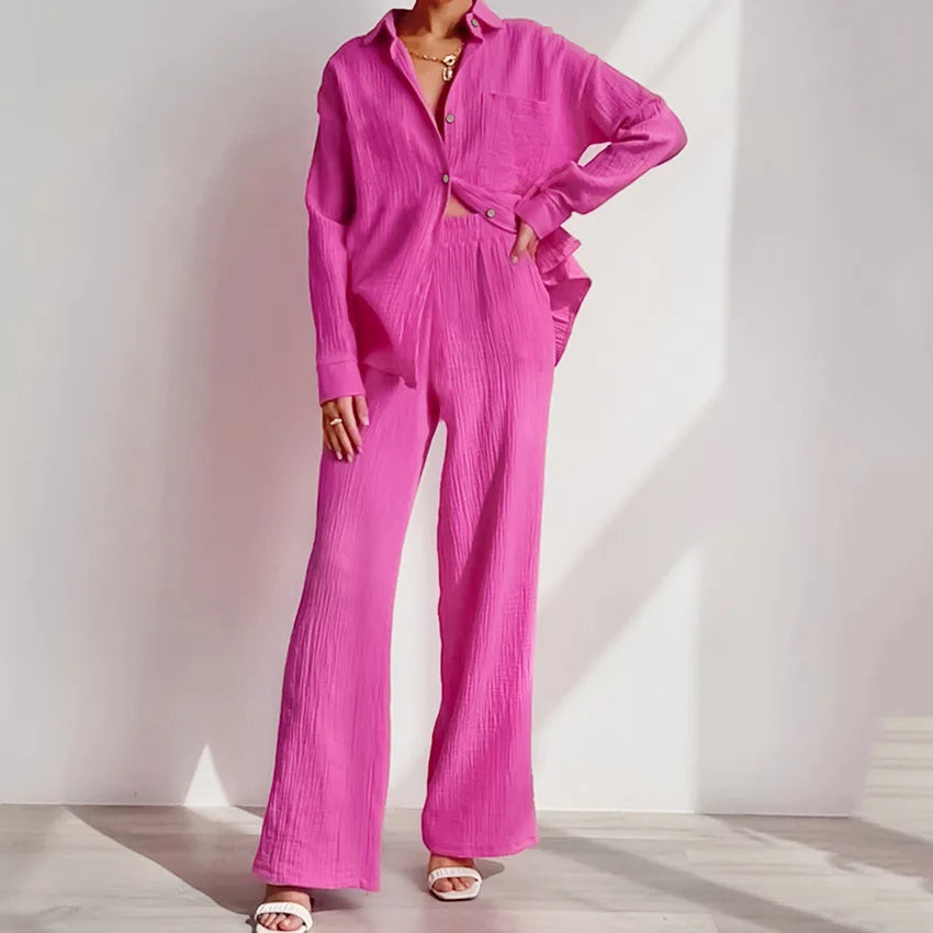 Women's 2-Piece Cotton Pajama Set Autumn Long Sleeve Sleepwear Loran
