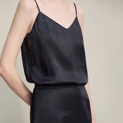 Elegant Chinese Style Jacquard Lace Sling Vest Loran