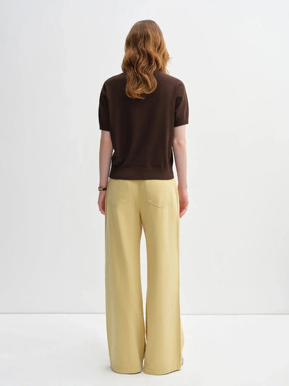 Autumn Bloom Knit Tee Soft Short-Sleeve Top LORAN STORE