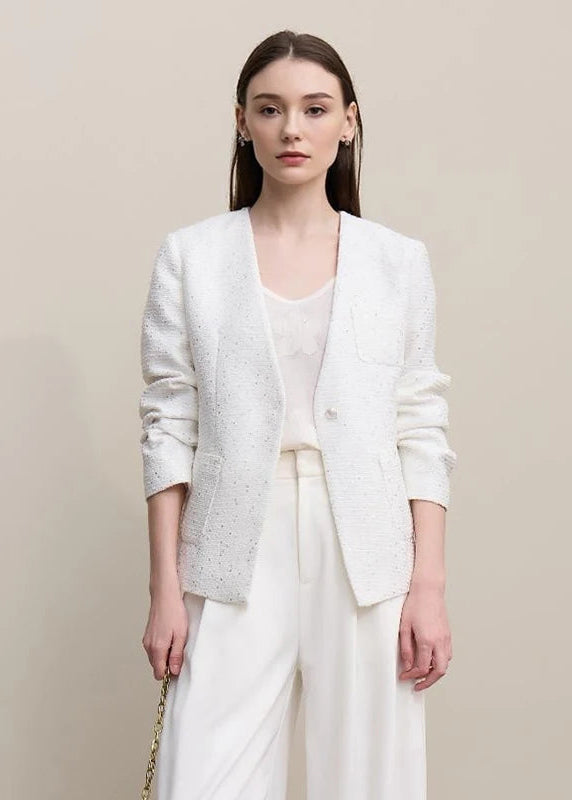 Amii Blazer Women 2026 Spring New Elegant Versatile V-neck Jacket Female Single Button Slim Women's Long Sleeve Top 12641057 Loran
