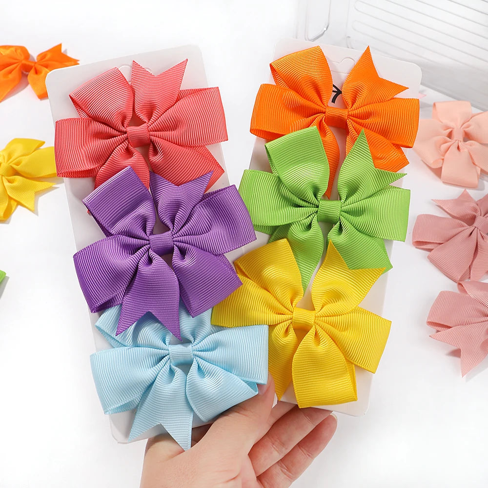 Solid Color Grosgrain Ribbon Hair Bow Clips for Girls