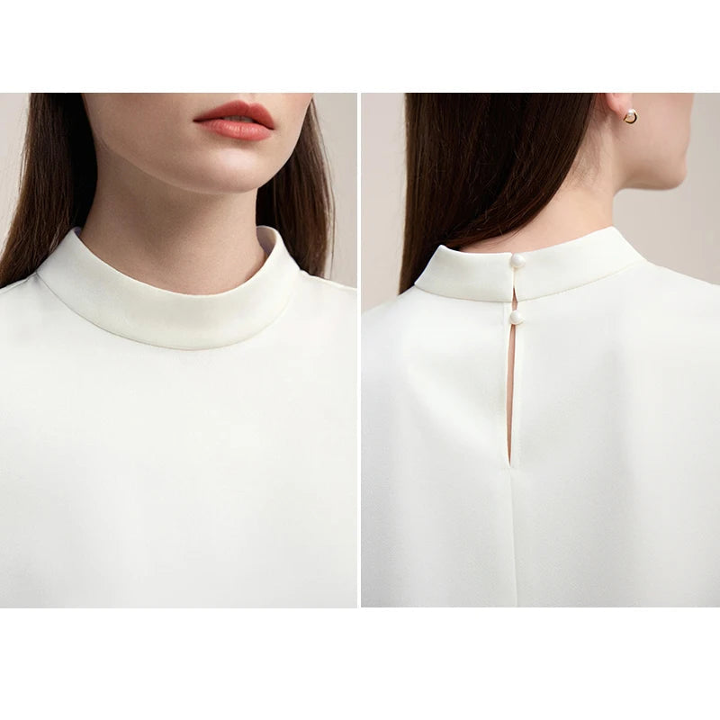Amii Women's Blouse 2026 Spring New Elegant Commuter Mixed Fabric Panel Chiffon Shirt Loose Long Sleeve Tops For Woman 12651018 Loran