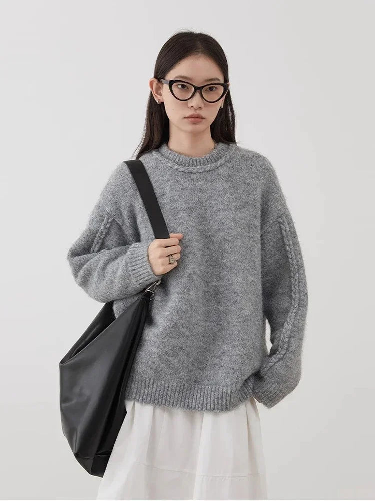 CHIC VEN Women Knit Sweaters Pullovers Loose Casual New Round Neck Knitting Female Warm Jumpers Autumn Winter 2024 Clothing Loran