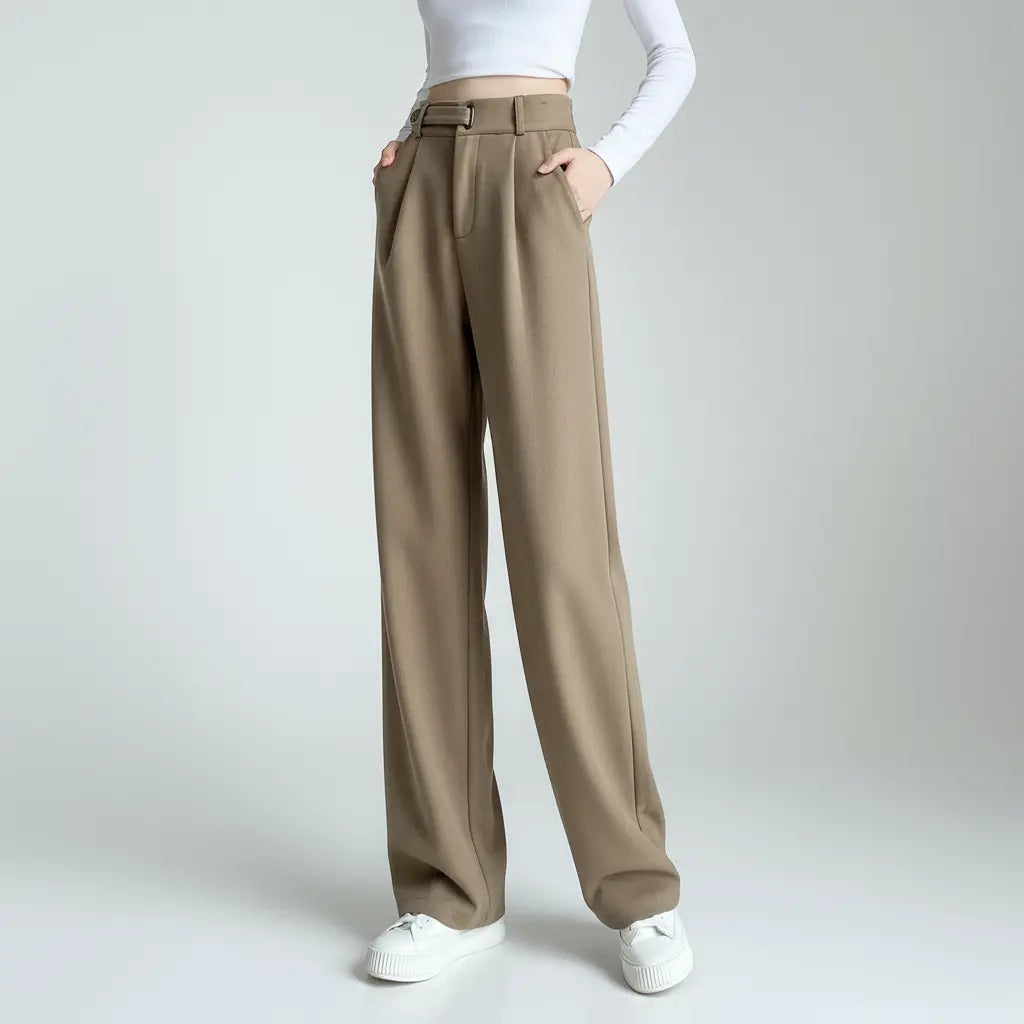 High-Waist Wide-Leg Wool Trousers