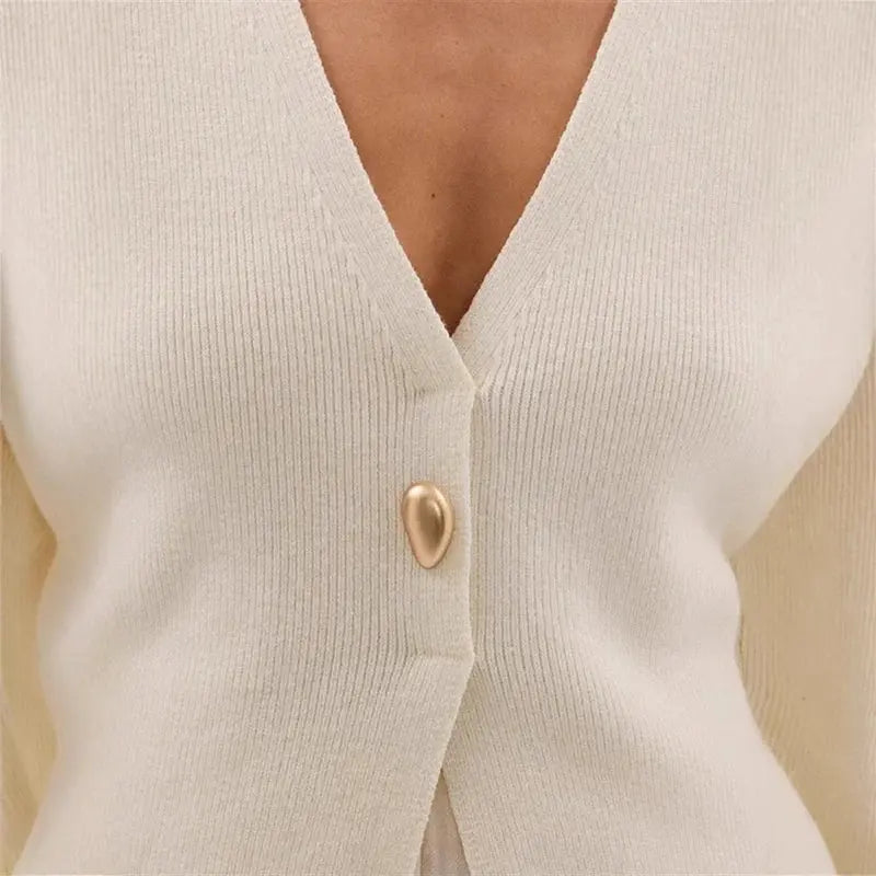 V-Neck, Buckle Closure, and Slit Detail - Loran