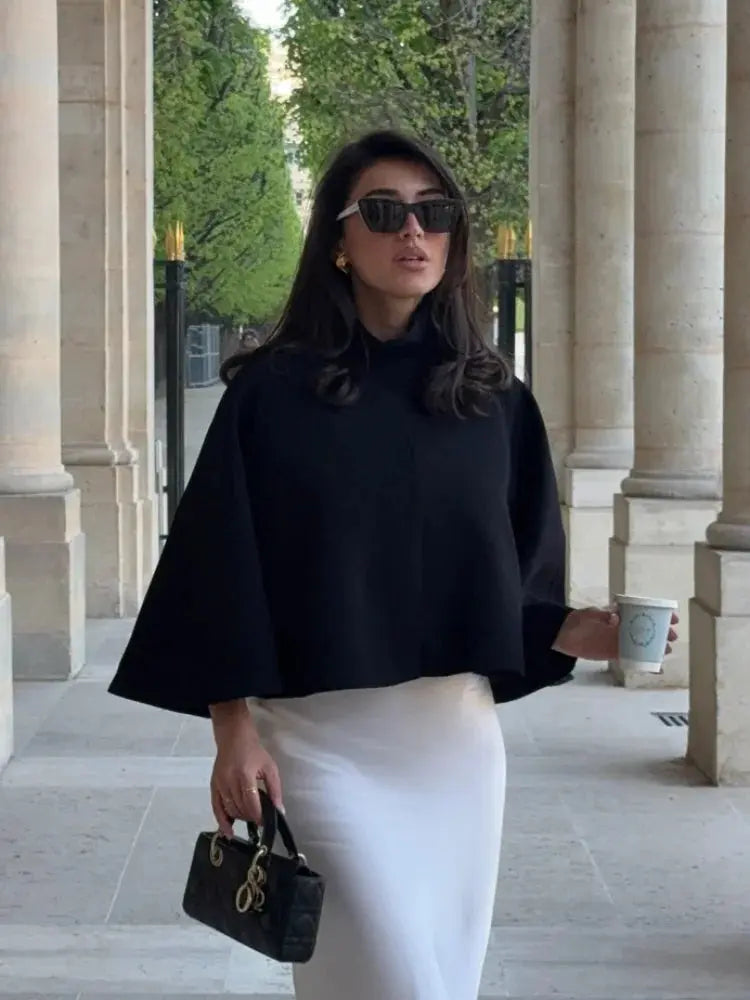 High-Neck Cropped Autumn Outerwear - Loran