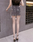 Sparkly Black High-Waist Diamond Shorts
