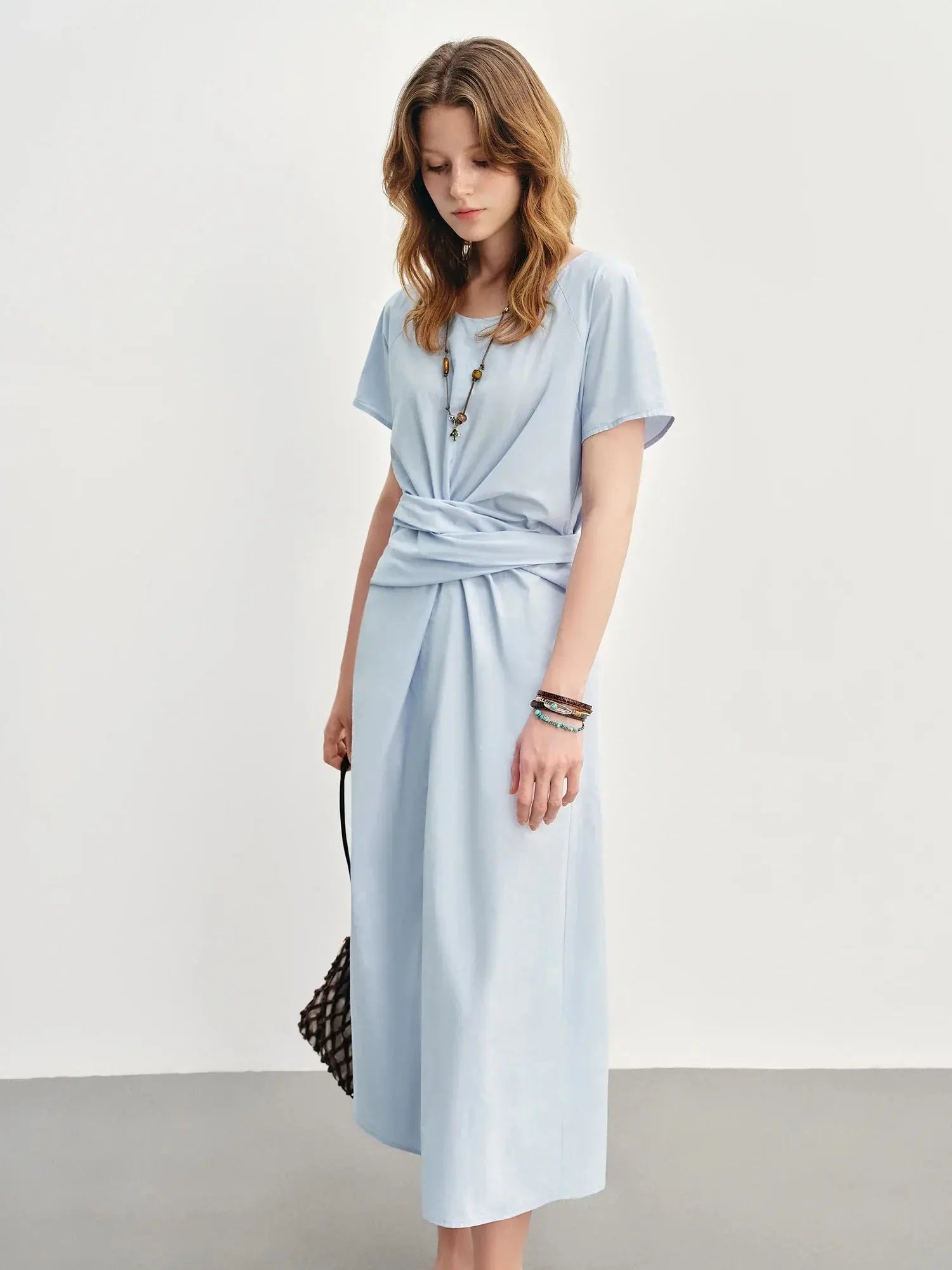Women's Pleated Tie-Waist Midi Dress - Loran