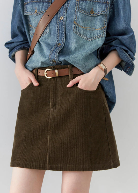 Women’s Retro High-Waisted Corduroy A-Line Skirt Loran