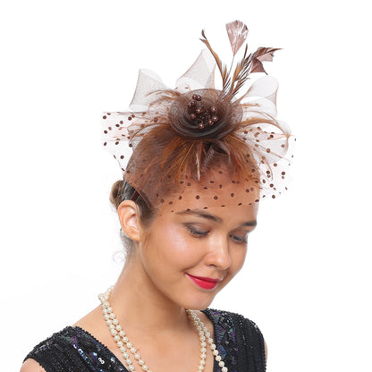 Vintage Feather Flower Fascinator Hat & Headband