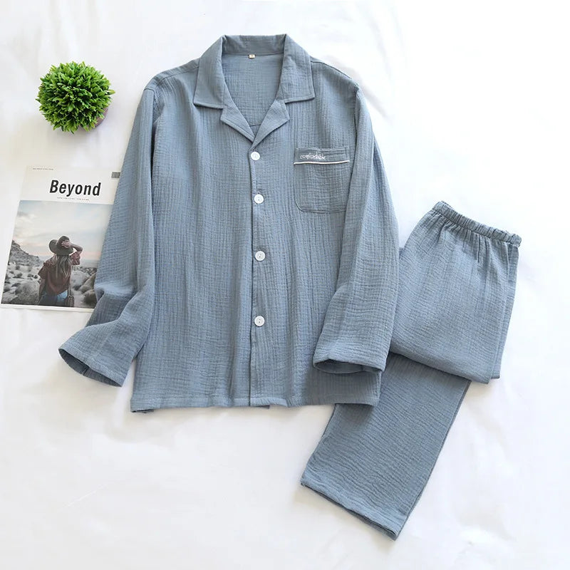 Couple's Pure Cotton Crepe Pajama Set Loran