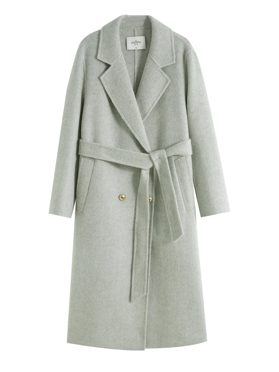 Luxury Casual Textured Woolen Coat with Fur Detail