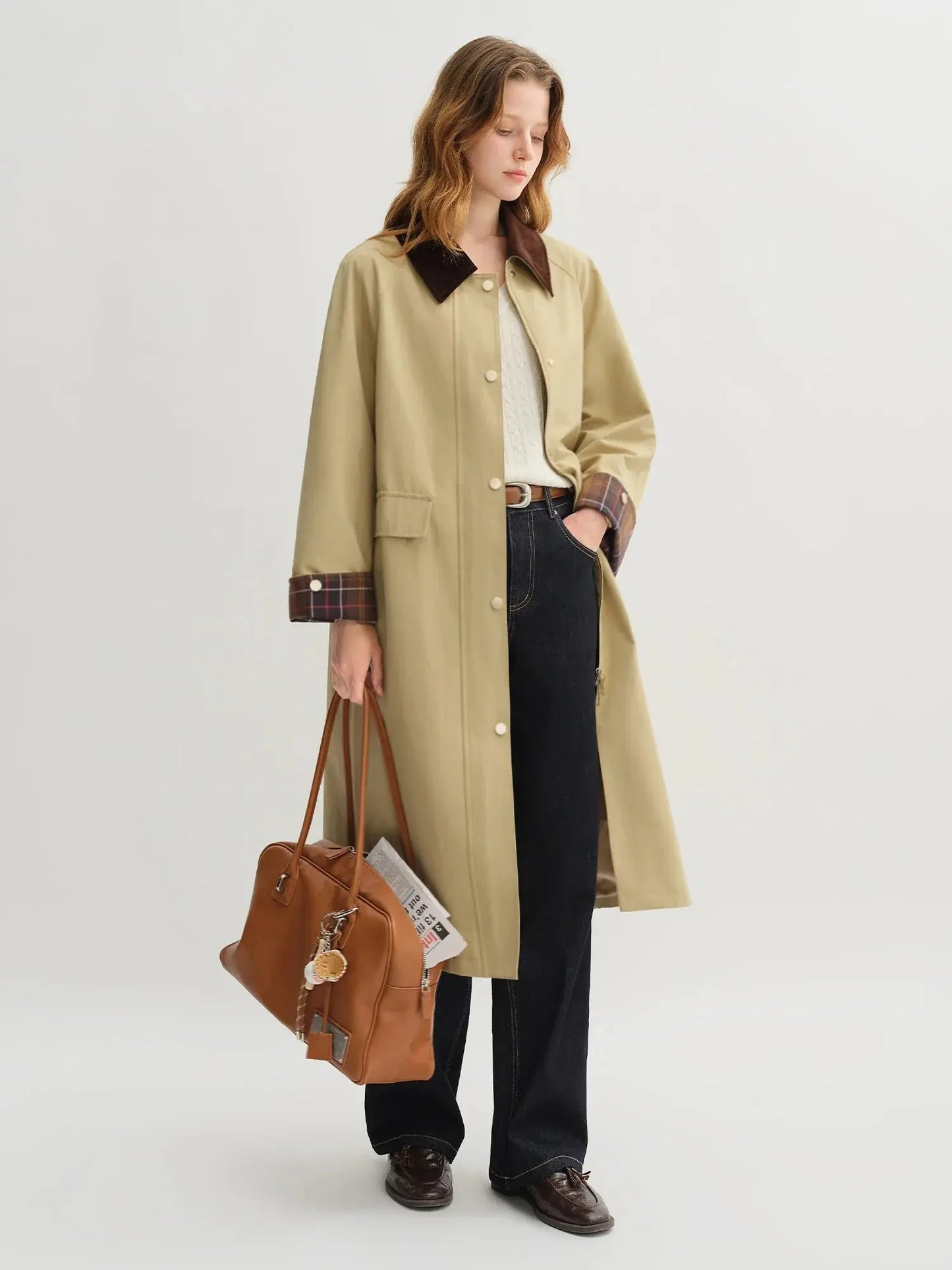 Vintage-Inspired Khaki Trench Coat for Autumn - Loran