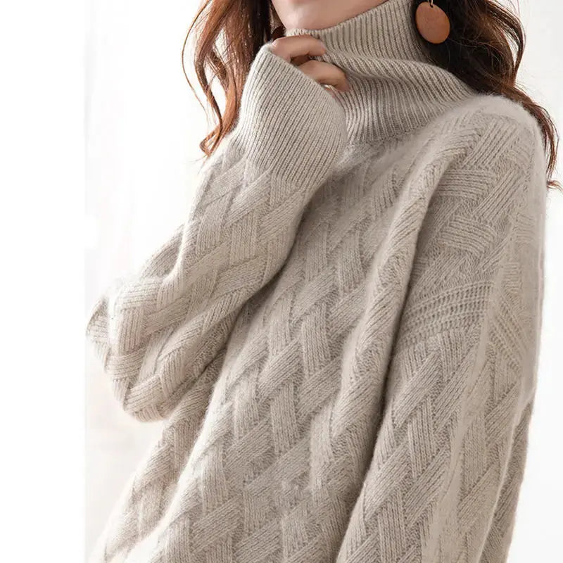 Oversized Cashmere Blend Pullover Sweater for Winter - Loran