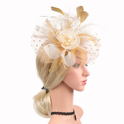 Vintage Feather Flower Fascinator Hat & Headband