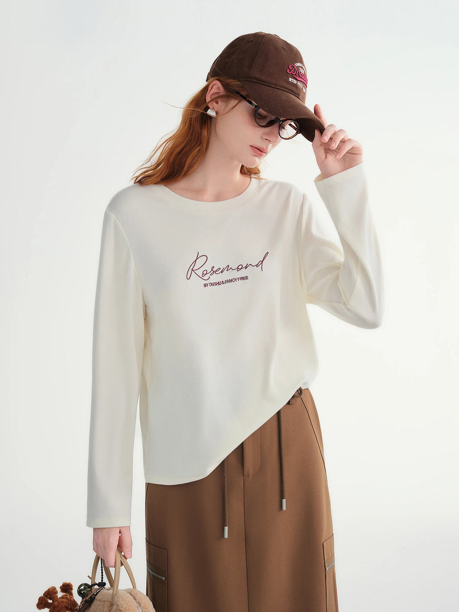 Embroidered Basic Long Sleeve Top