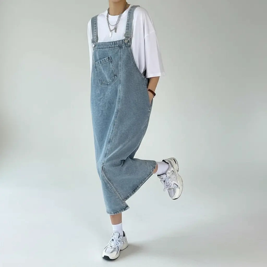 Casual Sleeveless Denim Overall Dress for Women - Loran