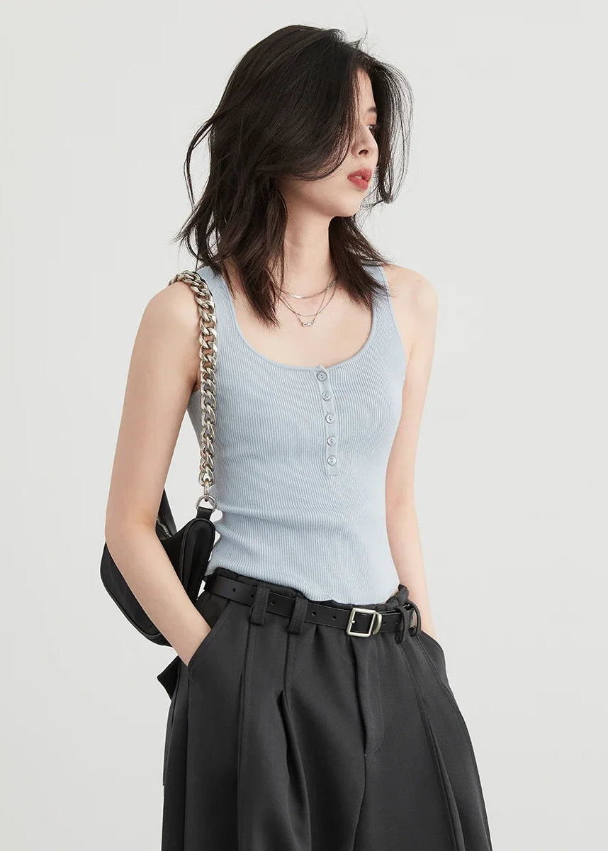 Blue Lyocell Sunscreen Cardigan & Tank Top Set Loran