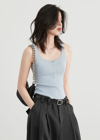 Blue Lyocell Sunscreen Cardigan & Tank Top Set Loran